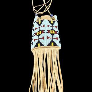 Vintage Native American Sioux/Ojibwe Beaded Leather Medicine Bag Pouch